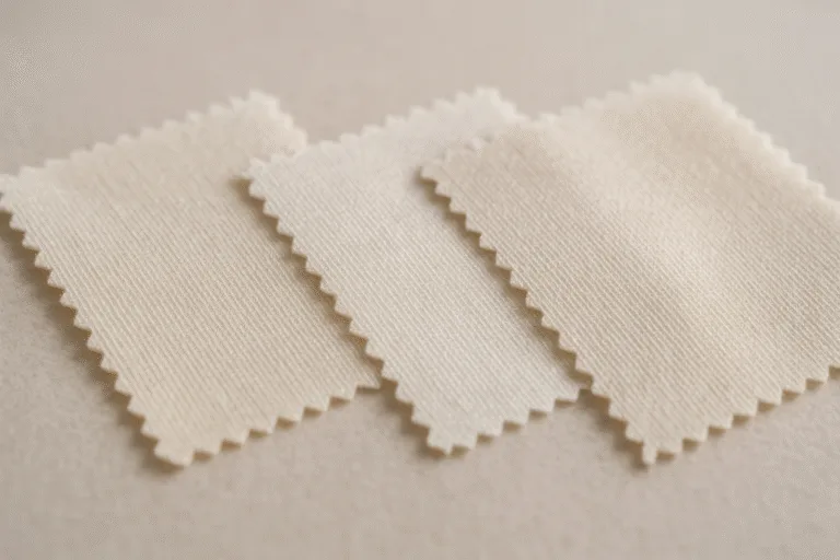 This macro photo presents the tactile differences between four common regenerated fabrics, visually explaining softness, drape, and handfeel as outlined in the comparison table for quick reference.