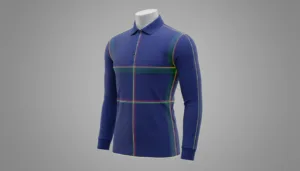 Mannequin displays polo shirt with measured tolerance points