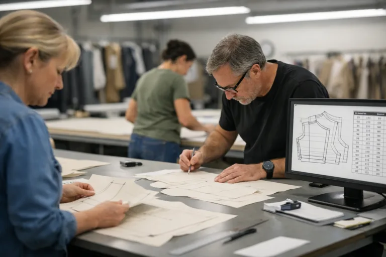 pattern graders illustrating grading rules: how sizes expand from a base pattern