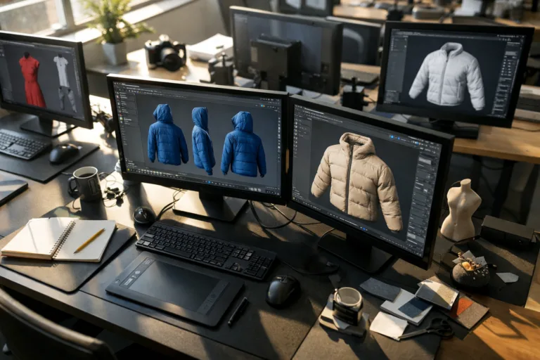A workspace showing digital garment workflows, illustrating the investment value of learning 3D fashion design.