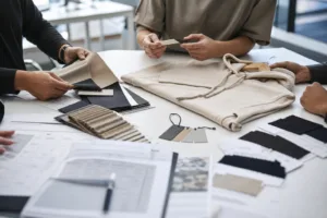 A sourcing workspace showing the practical elements involved in evaluating private label apparel production.