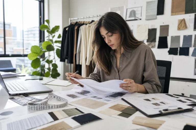 A realistic sourcing workspace showing early-stage supplier evaluation with quotes, swatches, and technical documents.