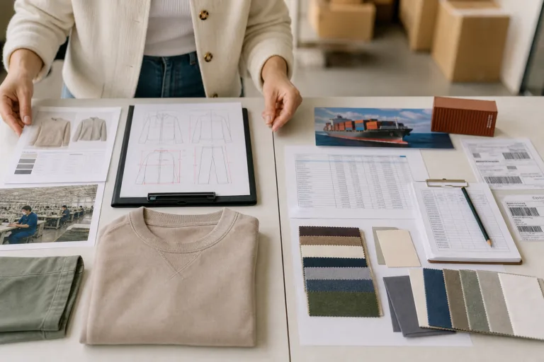 A practical sourcing comparison setup showing how brands evaluate local and overseas clothing manufacturing options.