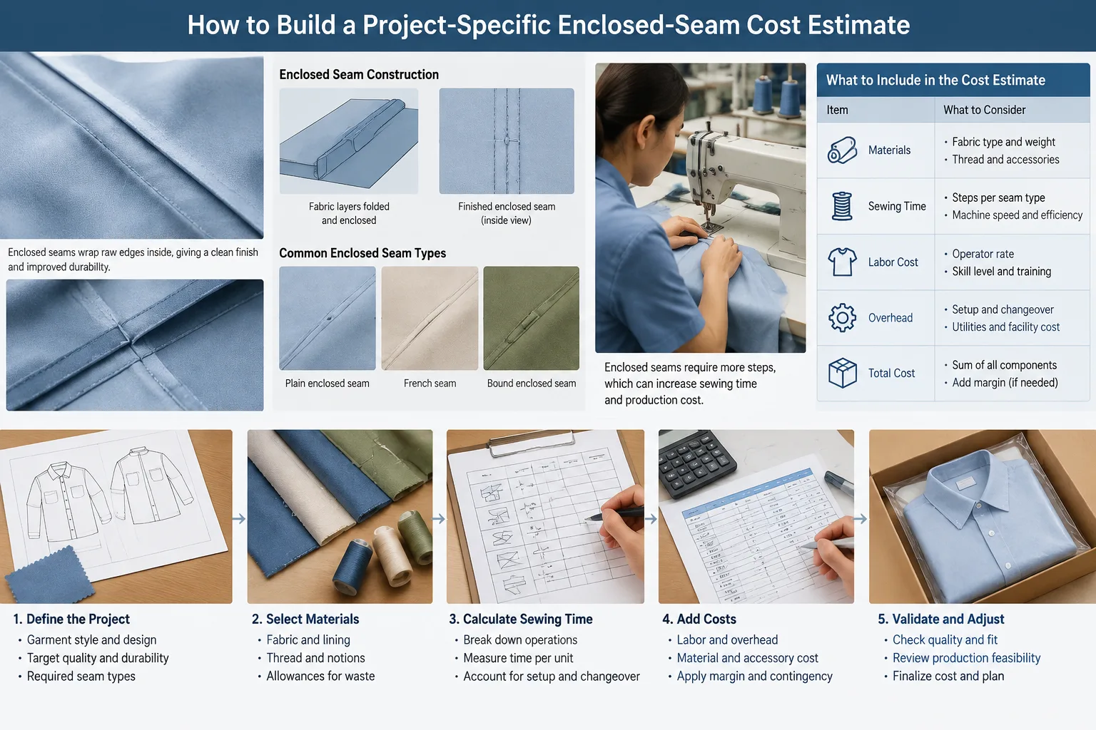 How to Build a Project-Specific Enclosed-Seam Cost Estimate — Apparel Wiki guide