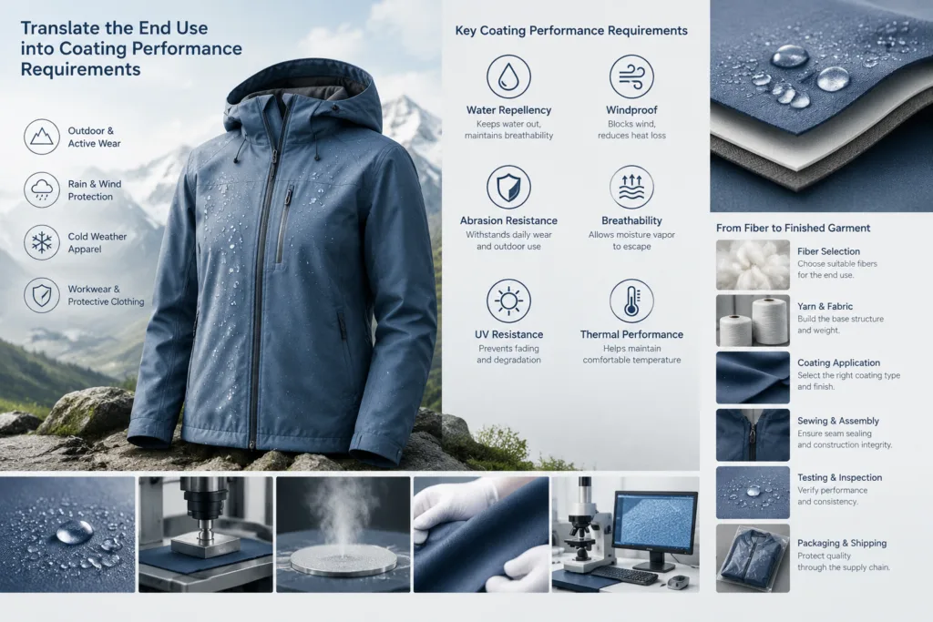 Translate the end use into coating performance requirements — Apparel Wiki guide