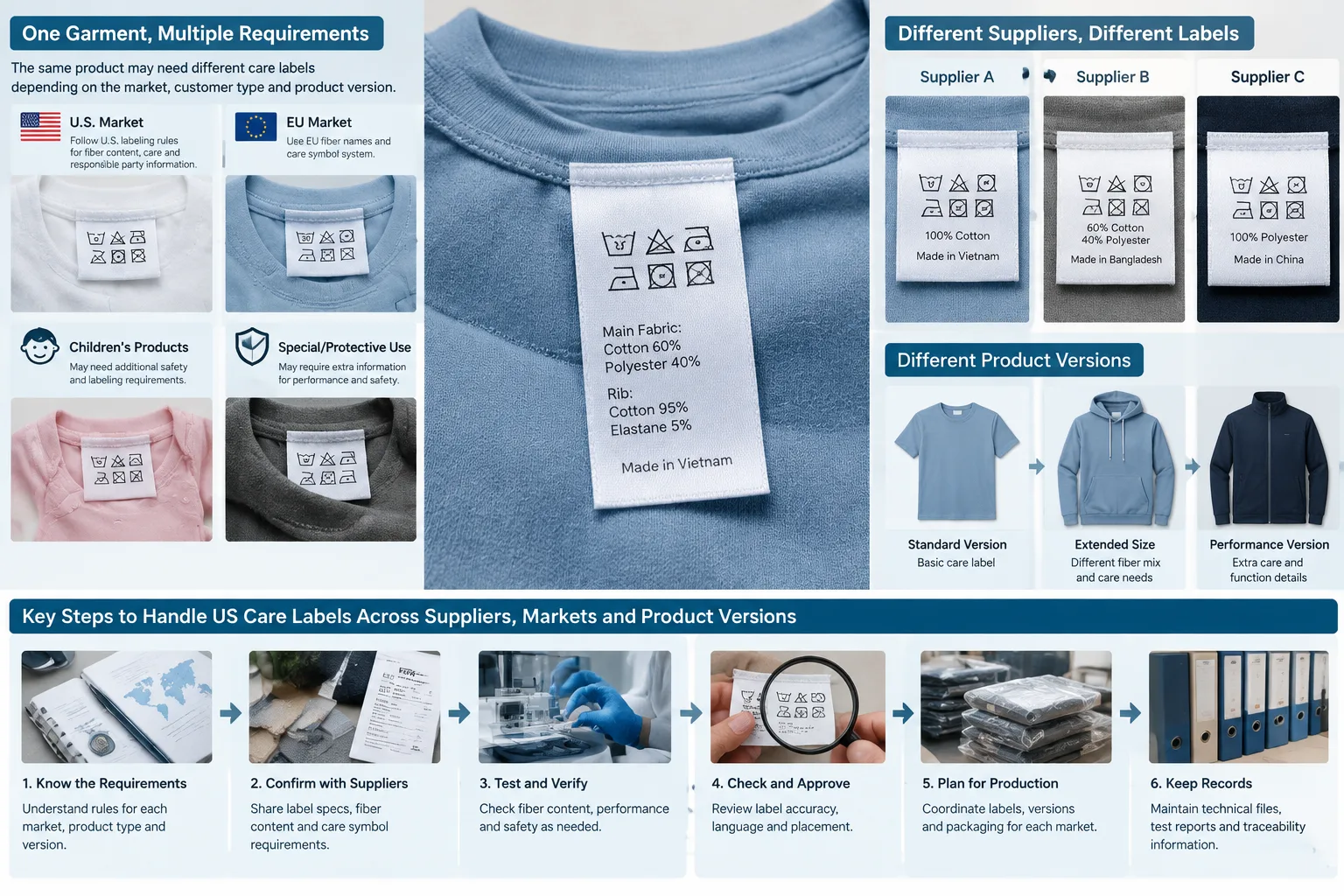 How to Handle US Care Labels Across Suppliers, Markets, and Product Versions — Apparel Wiki guide
