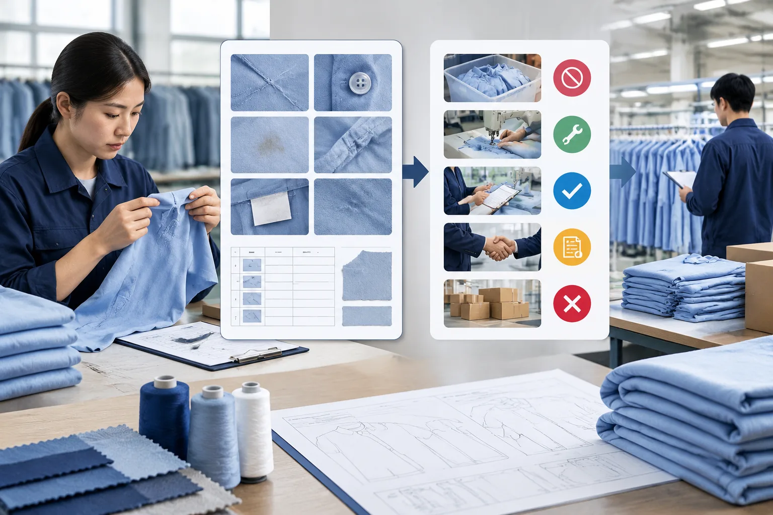 What production actions can follow an inspection finding? — Apparel Wiki guide