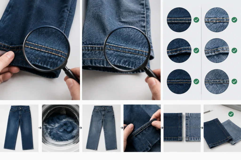 How should pre-wash and post-wash seam results be compared? — Apparel Wiki guide